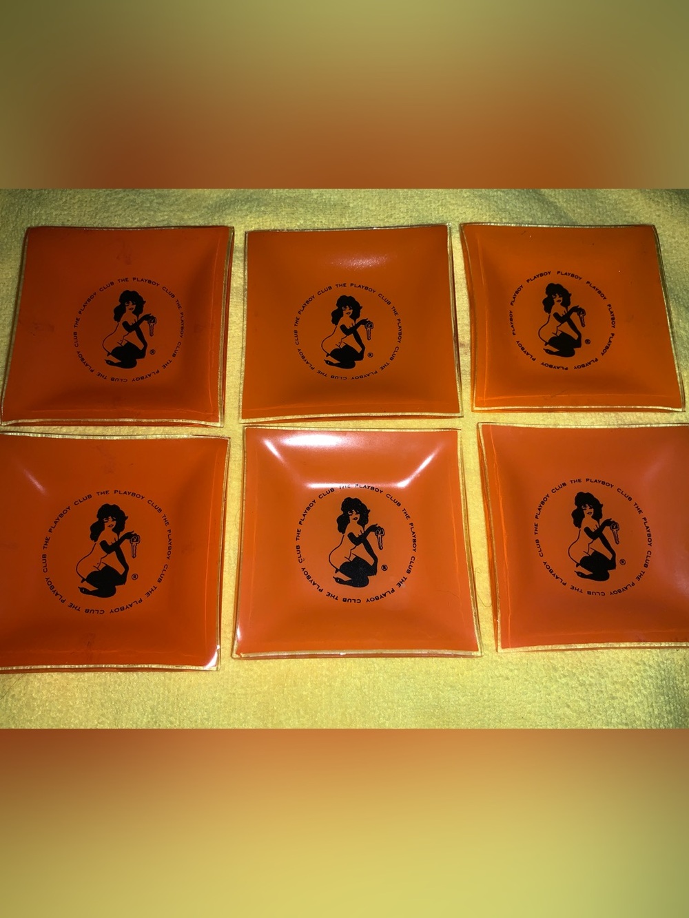Bundle vintage 6 orange playboy club ashtrays 1960s